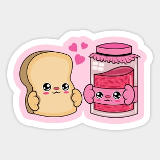 All i need is bread and jam, Kawaii bread and jam cartoon. Sticker